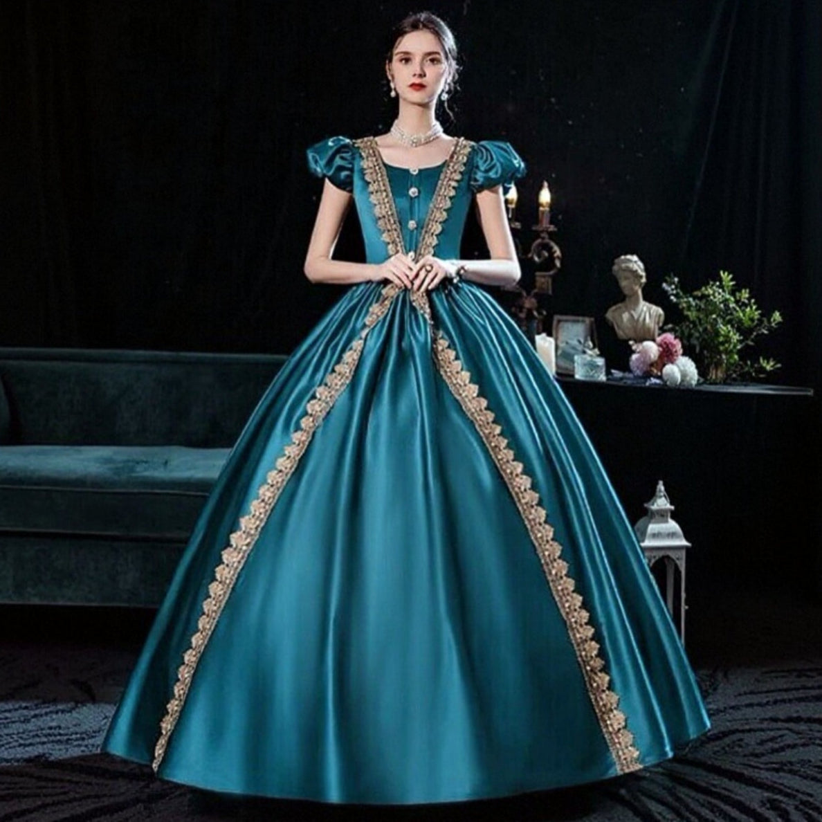 Rococo Ball Gown Puff Sleeve Dress - Retrorobe