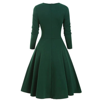 Retro Tie-Front Plaid Xmas Party Dress