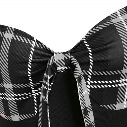 Retro Tie-Front Plaid Xmas Party Dress