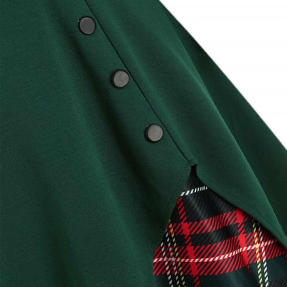 Retro Tie-Front Plaid Xmas Party Dress