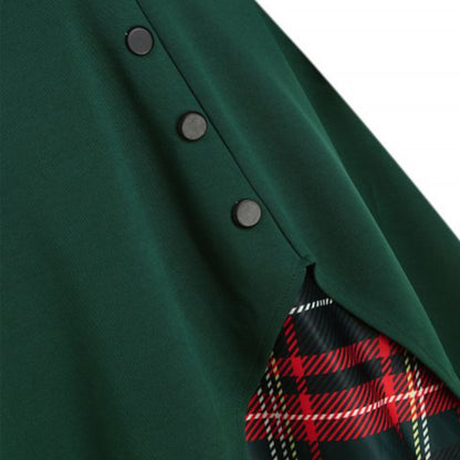 Retro Tie-Front Plaid Xmas Party Dress