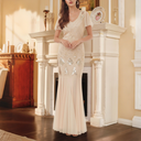 Beige Art Deco Sequin Mermaid Gown
