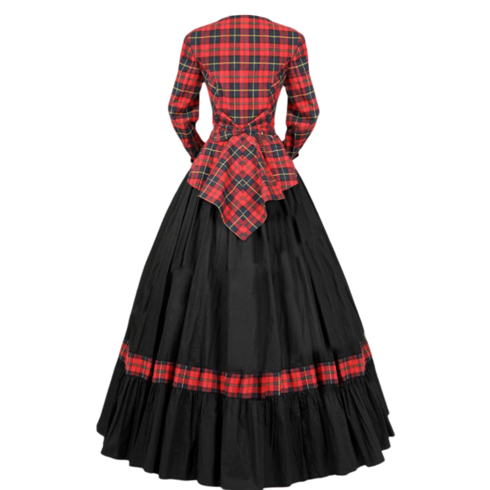 Red Plaid Victorian Christmas Carol Dress