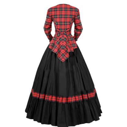 Red Plaid Victorian Christmas Carol Dress