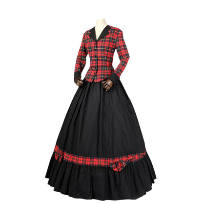 Red Plaid Victorian Christmas Carol Dress
