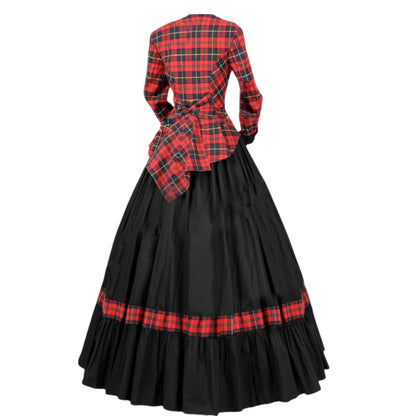 Red Plaid Victorian Christmas Carol Dress