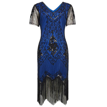 Art Deco Floral Sequin Flapper Dress