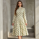 Cream Dot Charm Midi Dress
