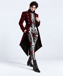 Conjunto para hombre de levita de vampiro y bodysuit de esqueleto, de 3 piezas
