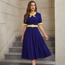 Contrast Collar Charm Midi Dress