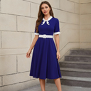 Contrast Collar Charm Midi Dress