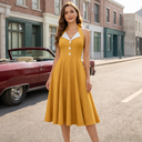Vintage Collar Grace Midi Dress