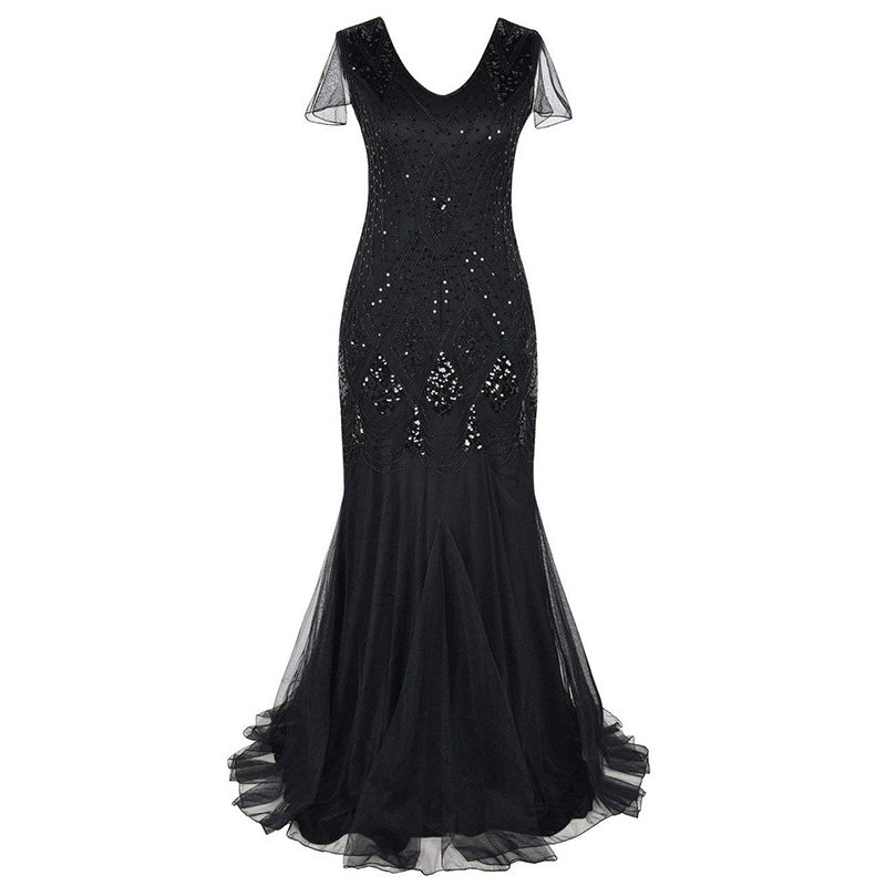 Art Deco Beaded Gown with Accessories Set