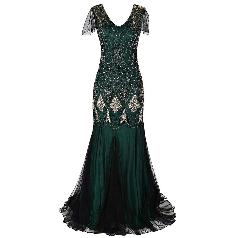 Art Deco Beaded Gown with Accessories Set
