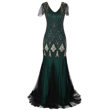 Art Deco Beaded Gown with Accessories Set
