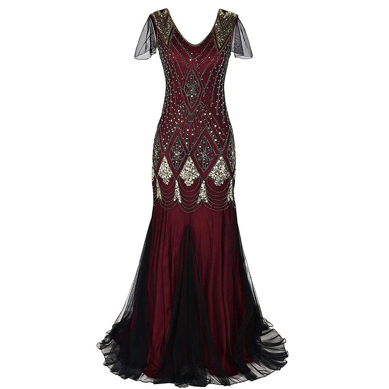 Art Deco Beaded Gown with Accessories Set