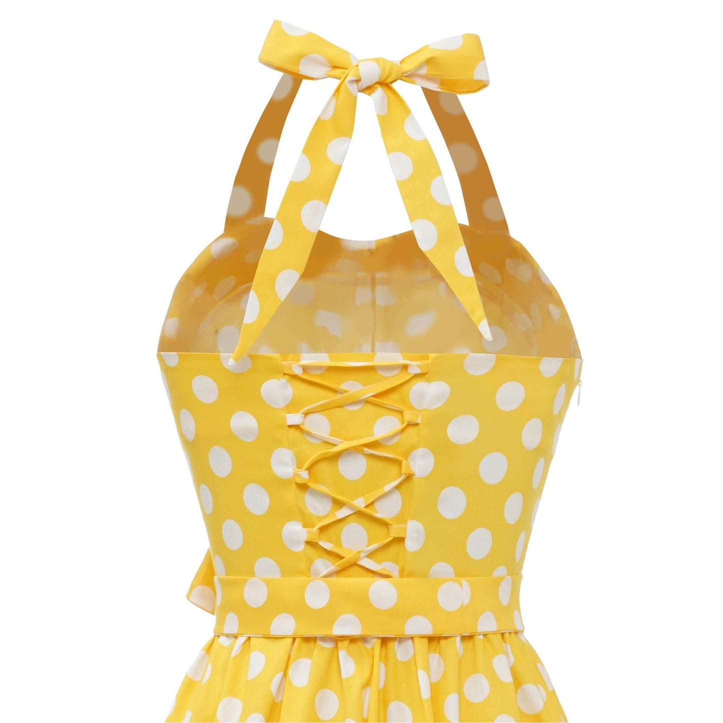 Women's 1950s Polka Dot Halter Neck Flare Dress
