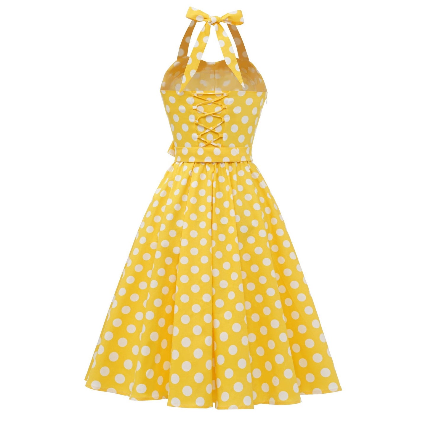 Women's 1950s Polka Dot Halter Neck Flare Dress