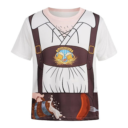 Bayerisches Bierbauch-Lederhosen-Print-T-Shirt