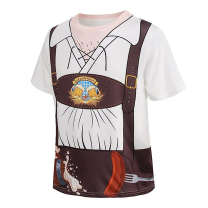 Bayerisches Bierbauch-Lederhosen-Print-T-Shirt