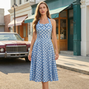 Polka Halter Charm Midi Dress