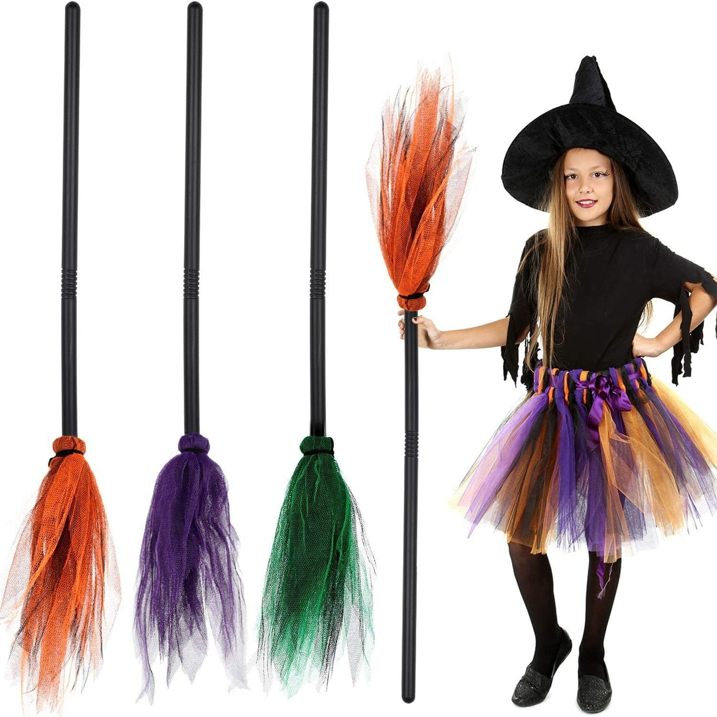 Witch Broomstick Halloween Prop Tulle