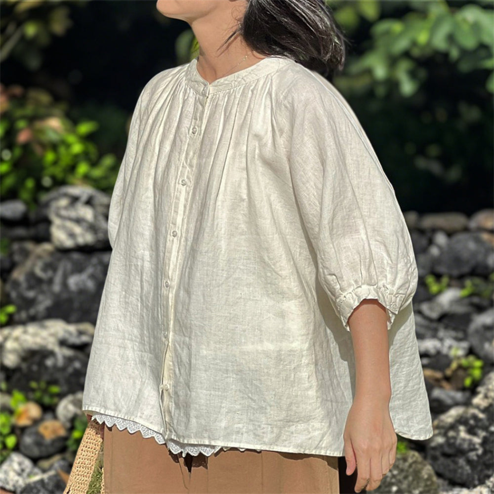 Medieval Renaissance Style Linen Blouse - Retrorobe