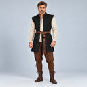 Men's Black Vest Medieval Ranger 4-Piece Costume Set