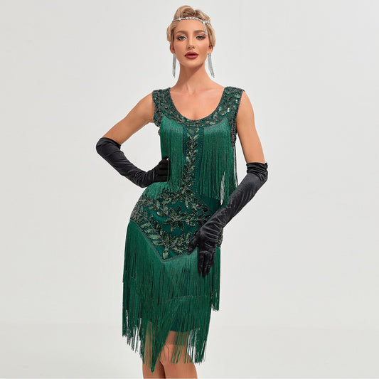 1920s Green Flapper Dress