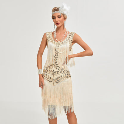 1920s Apricot Flapper Dress