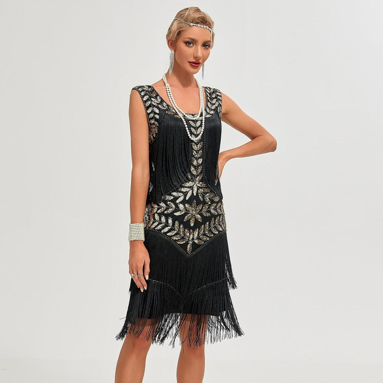 1920s Black Flapper Dress
