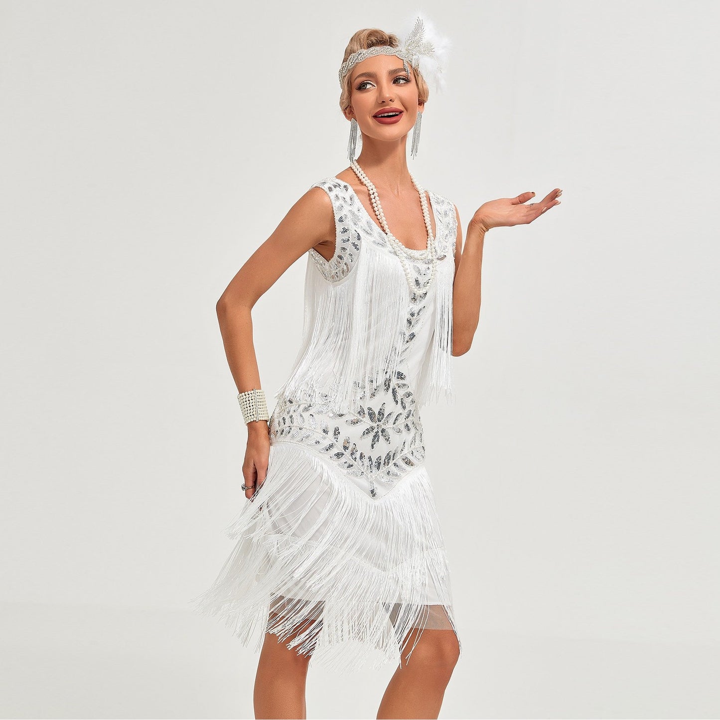 1920s White Flapper Dress