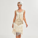 Vestido flapper con lentejuelas y cuentas florales