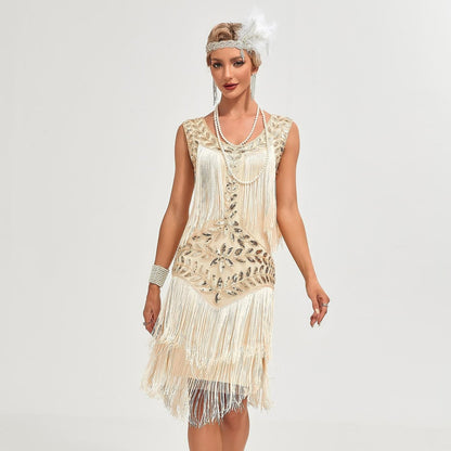 1920s Apricot Flapper Dress