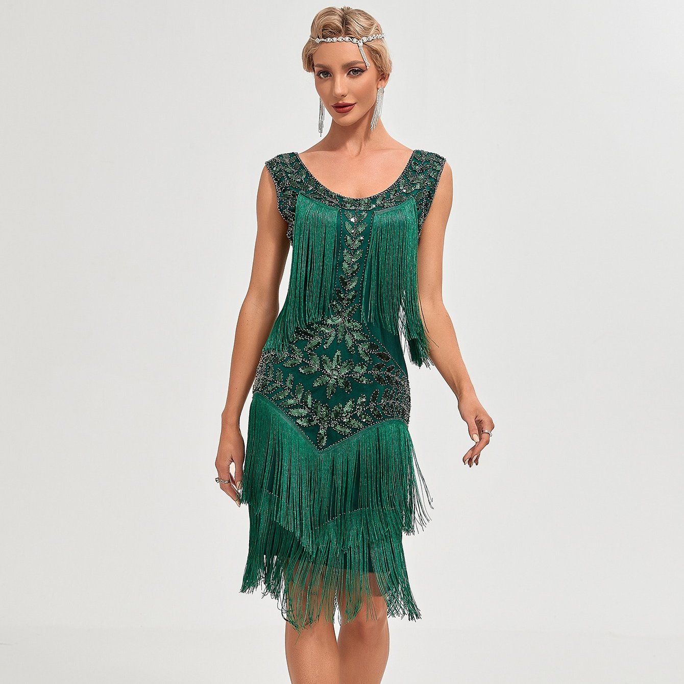 1920s Green Flapper Dress