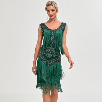 1920s Green Flapper Dress