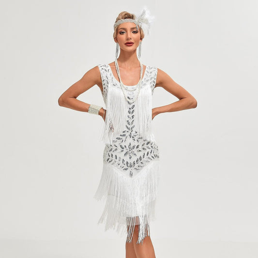 1920s White Flapper Dress