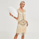 Vestido flapper con lentejuelas y cuentas florales