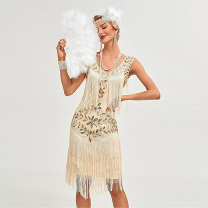 1920s Apricot Flapper Dress