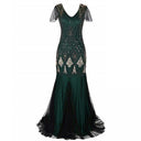 Green Art Deco Beaded Mermaid Gown