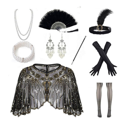 Great Gatsby Sequin Shawl Accessory Set