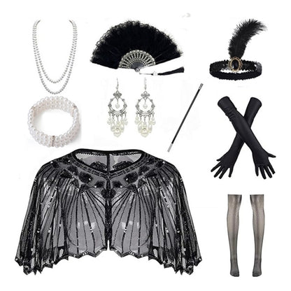 Great Gatsby Sequin Shawl Accessory Set