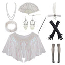 Ensemble d'accessoires Gatsby beige 9 pièces avec châle à sequins