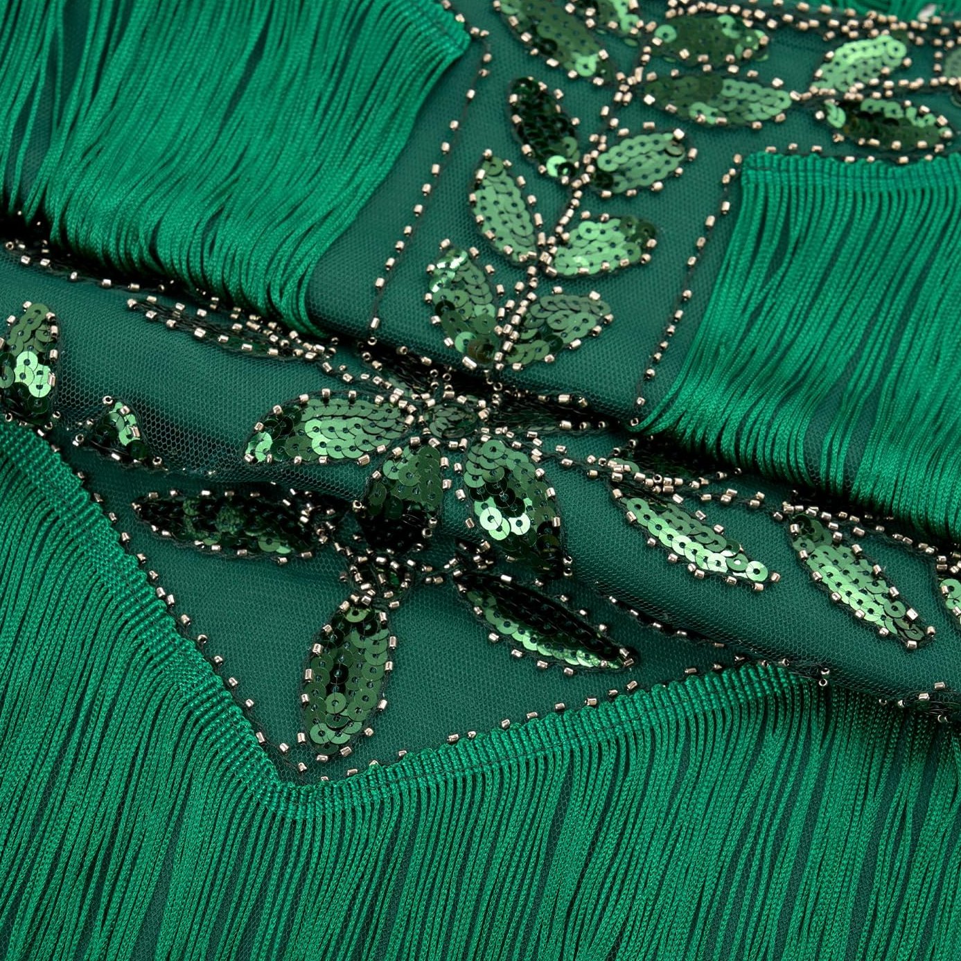 Green Fringed Sequin Flapper Dress
