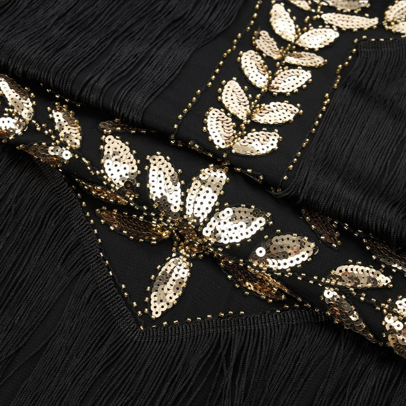 Leaf Sequin Tassels Flapper Dress