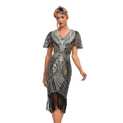 Sequin Fringe Flapper Dress