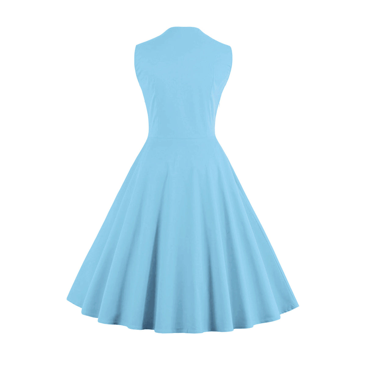 Women's 1950s Floral Patchwork Lapel Collar Sleeveless A-Line Tea Party Dress