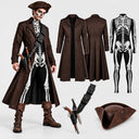Set da uomo da 4 pezzi da costume da pirata scheletro