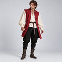 Men's Burgundy Renaissance Vest 4-Piece Costume Set