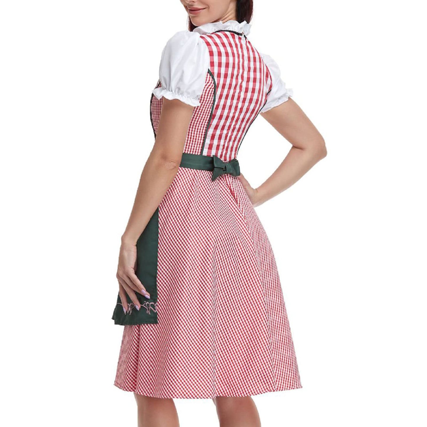 Oktoberfest Green & Red Dirndl with Apron